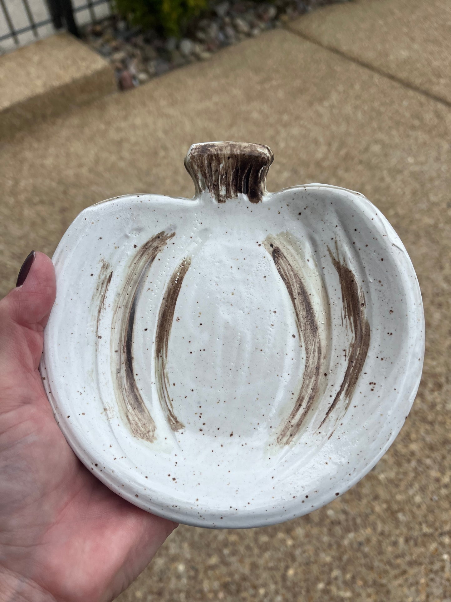 Hand painted Stoneware Pottery Pumpkin Dishes